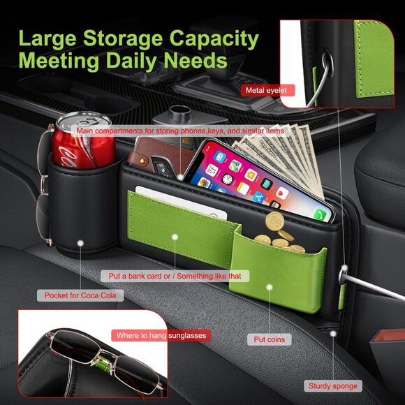 Car Seat Gap Filler Organizer with Cup Holder Universal - Picture 2 of 9